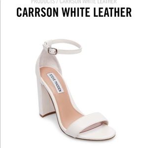 Steve Madden Carrson White Leather Block Heels